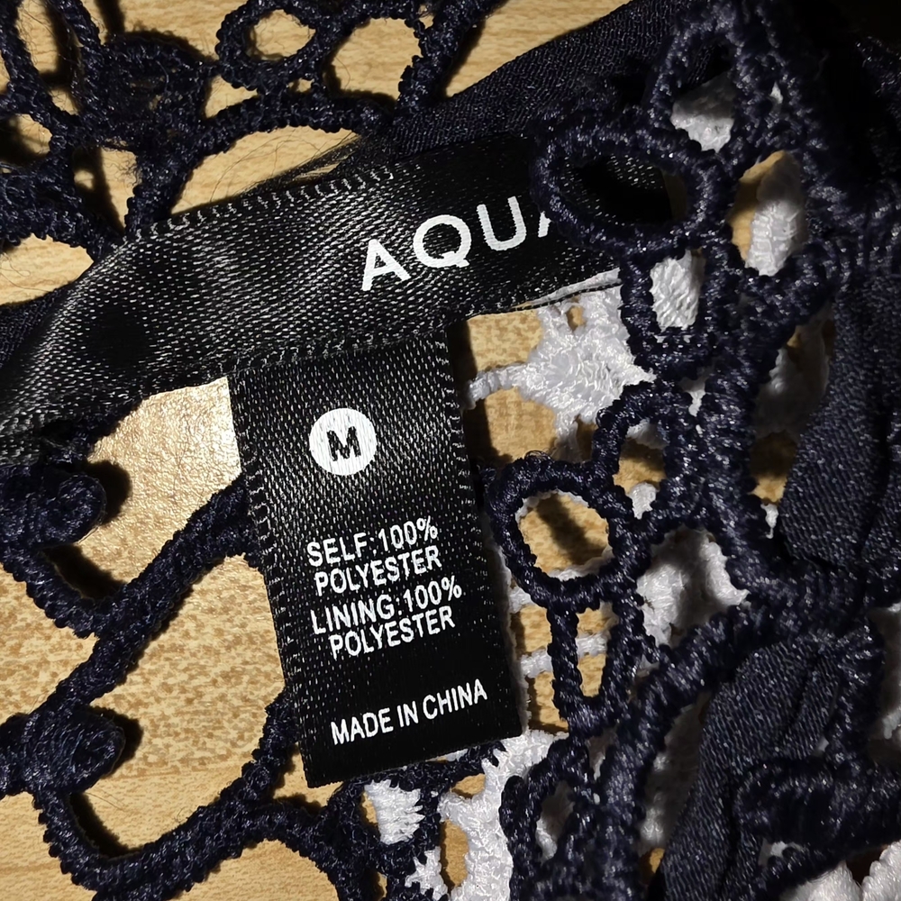 Aqua Black and White Lace Blouse - NWOT Medium (BL7) - Picture 6 of 8
